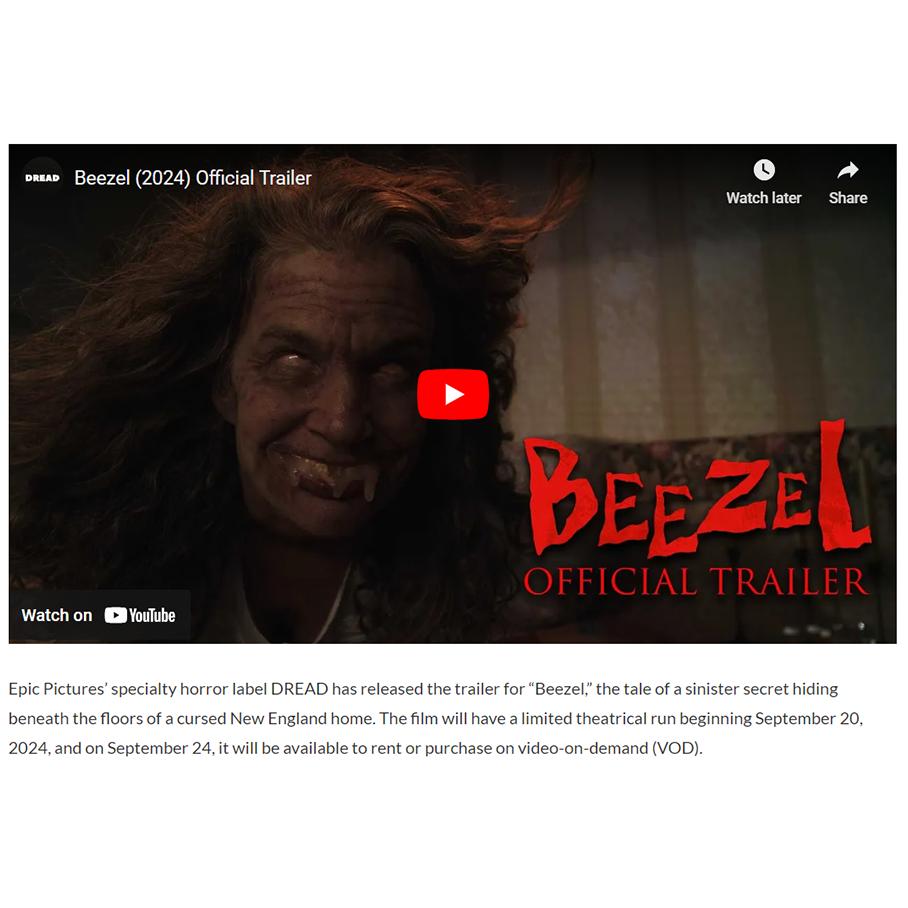 DREAD Releases Trailer for Limited Release and VOD Horror ‘Beezel’